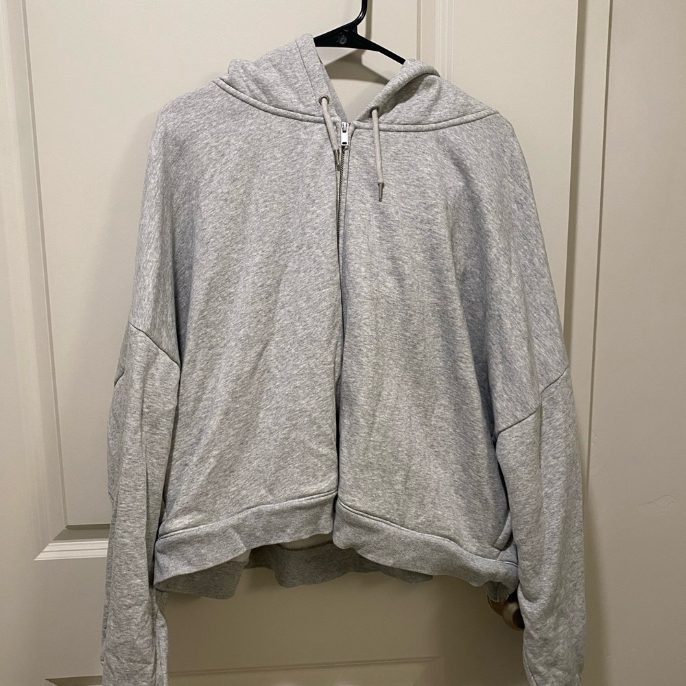 GAP Light Heather Gray Full-Zip Hooded Sweatshirt